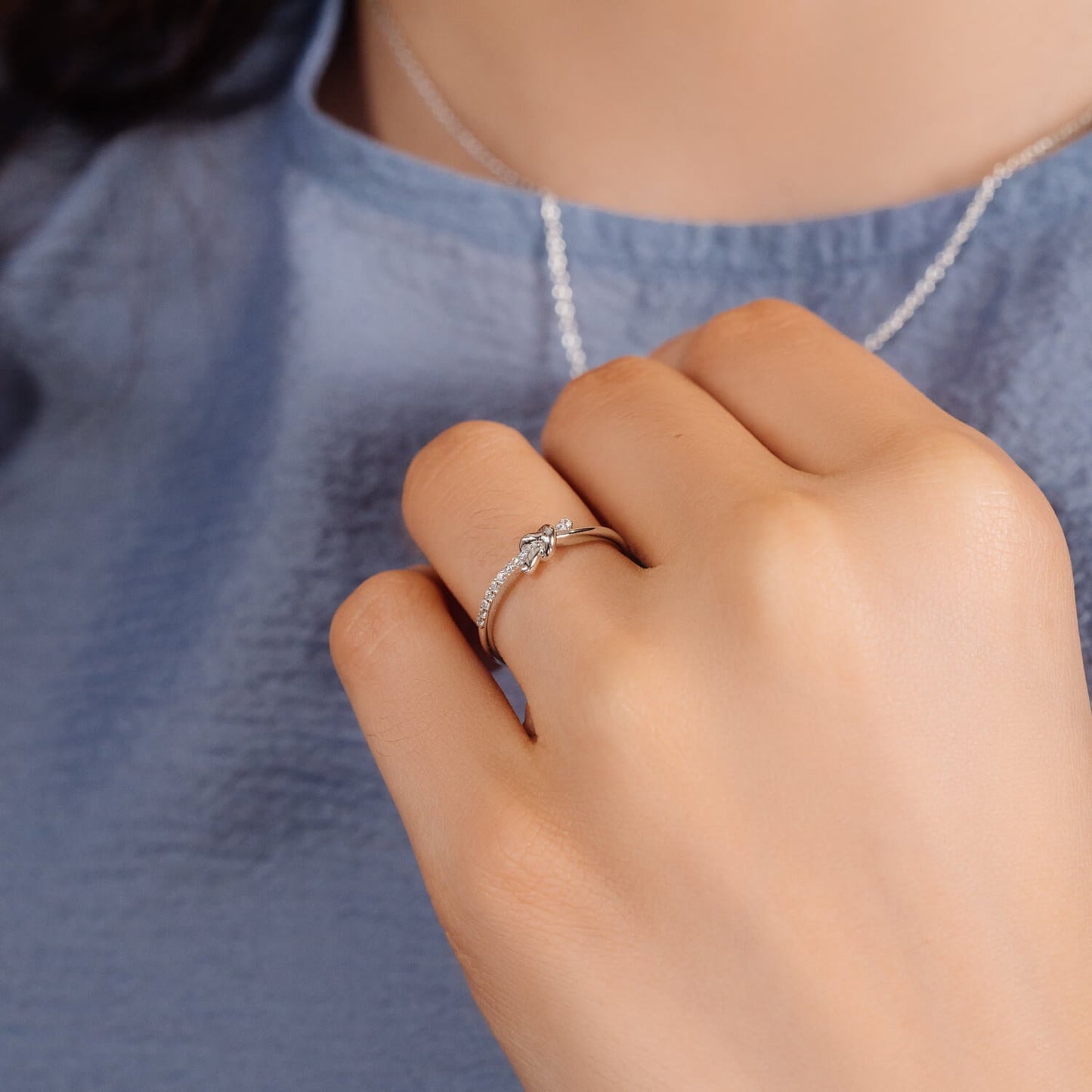 Silver Clove Knot Ring