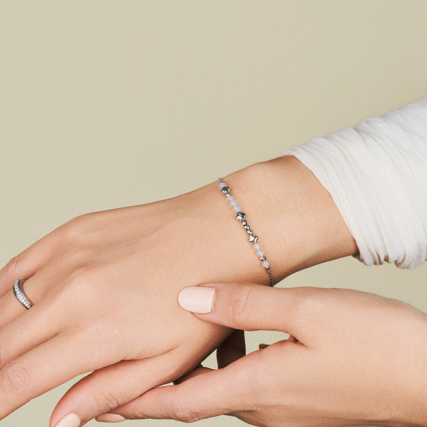 Silver Blue Lace Agate Secret Code Bracelet