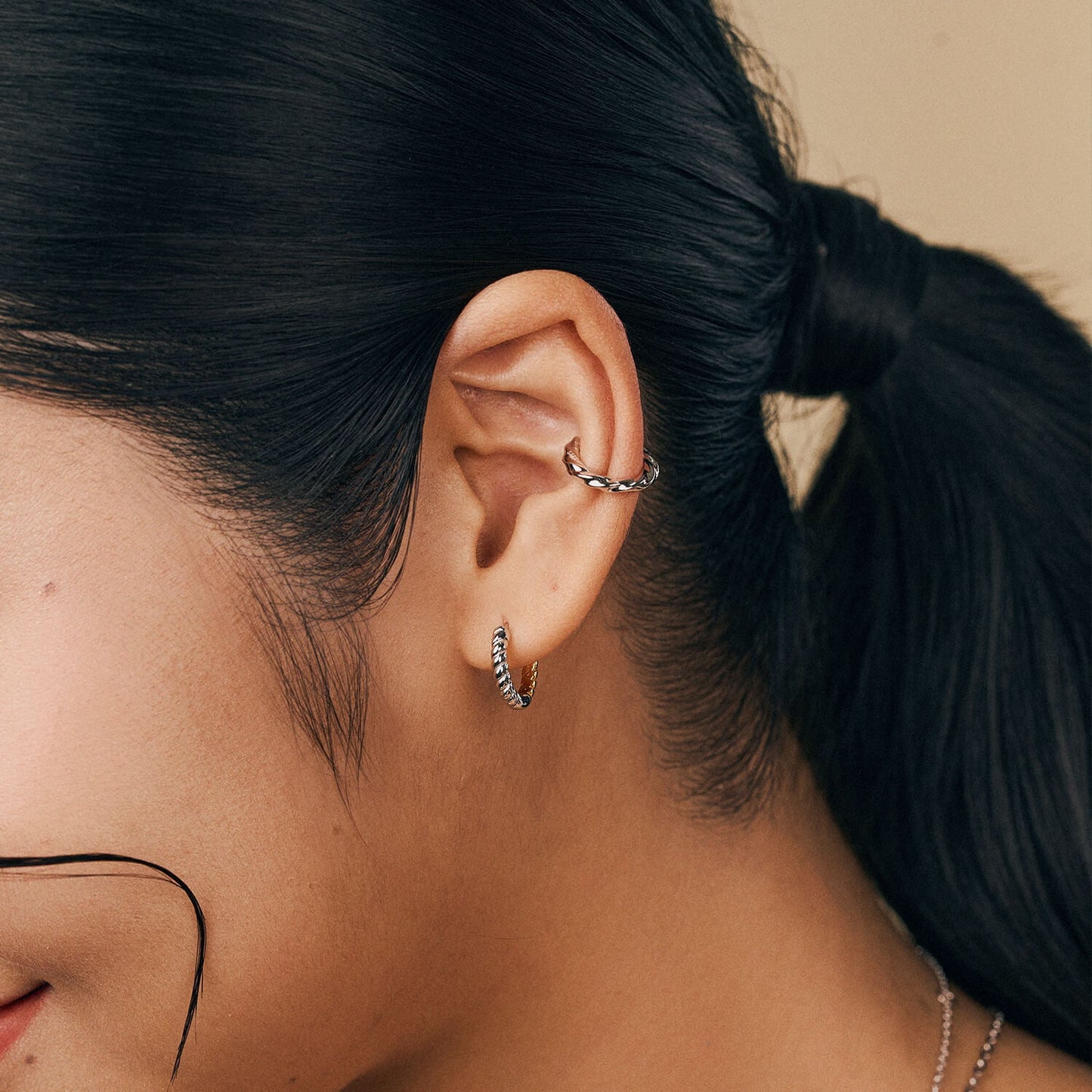 Silver Cruller Ear Cuff