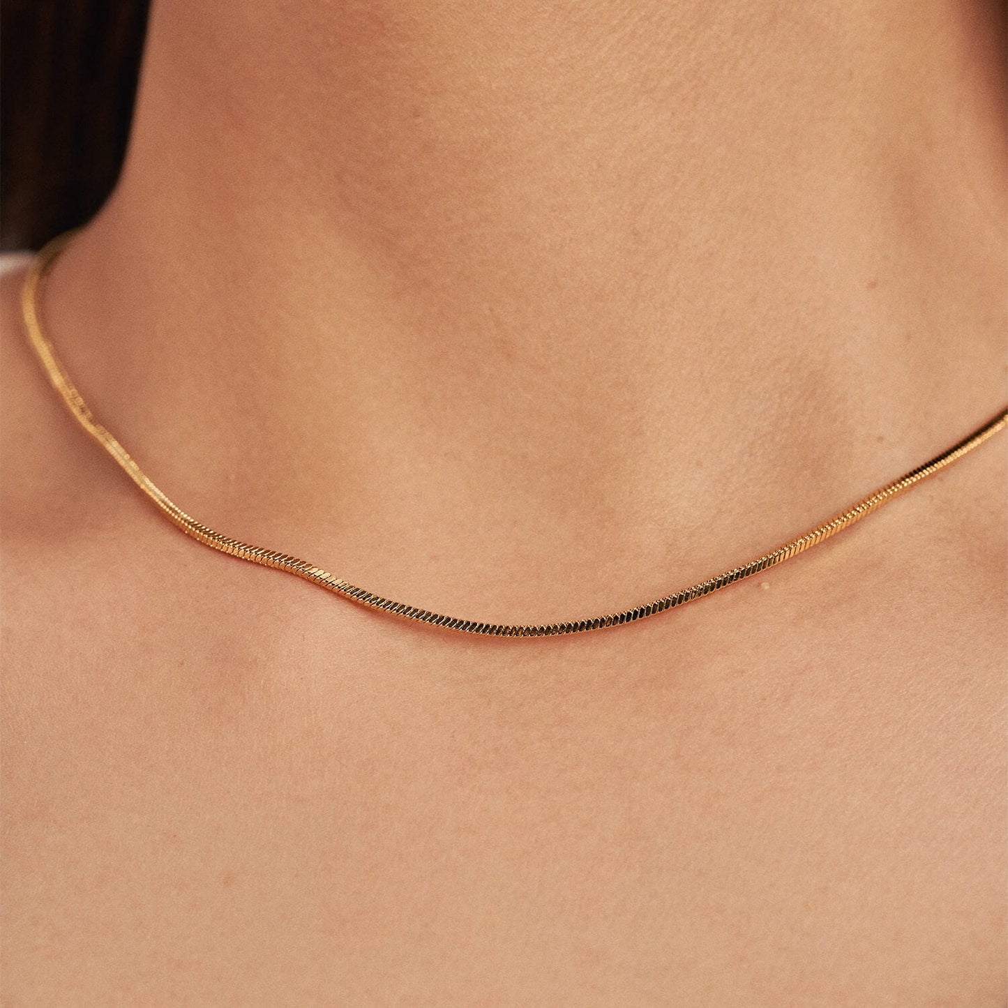 Gold Boxy Herringbone Necklace