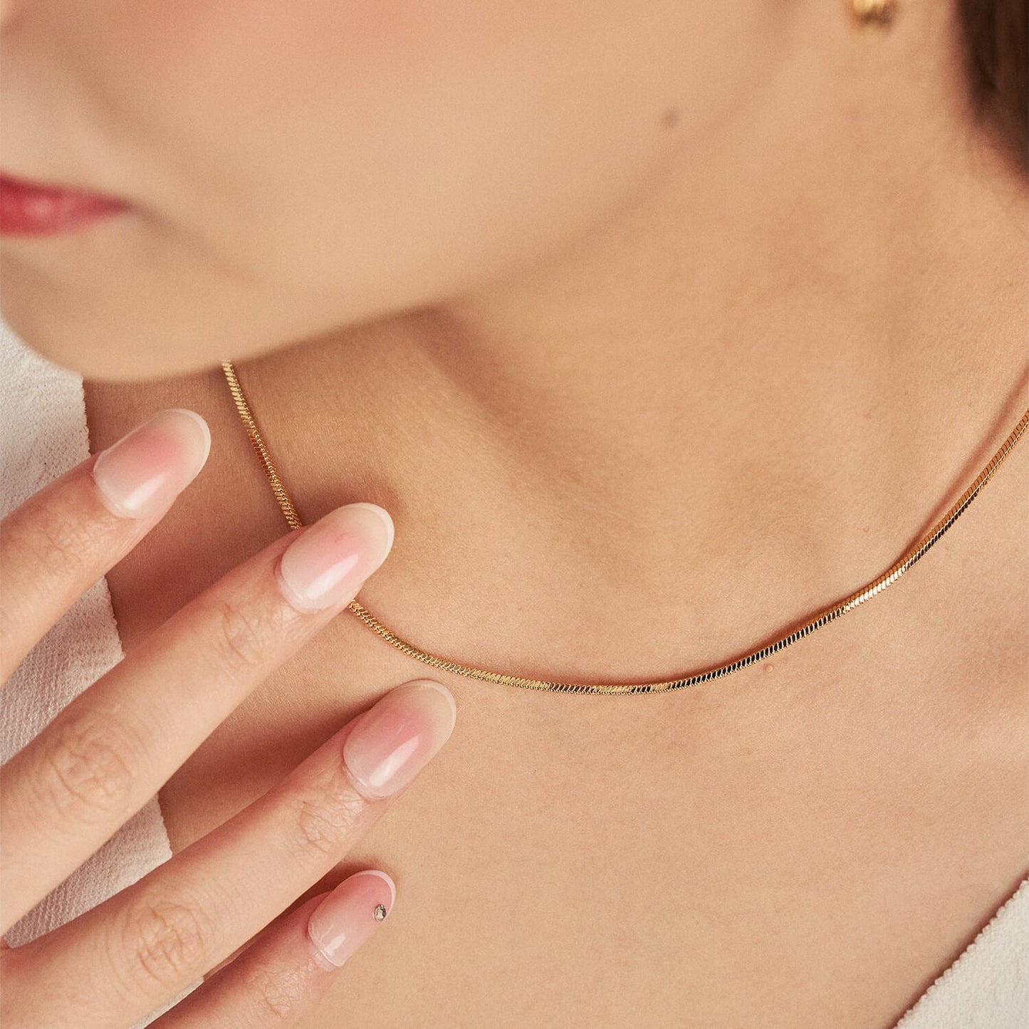 Gold Boxy Herringbone Necklace