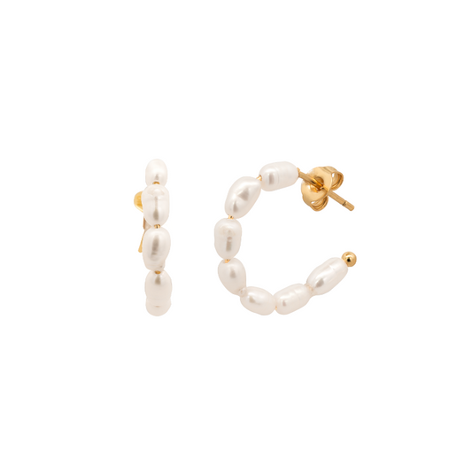 Gold Audrey Classic Pearl Earrings