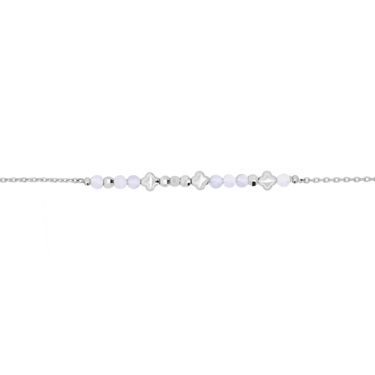 Silver Blue Lace Agate Secret Code Bracelet