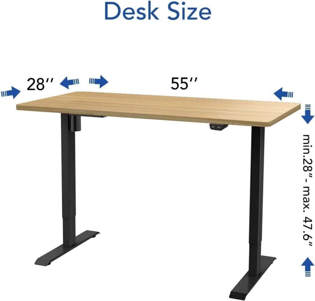 FLEXISPOT Standing Desk Height Adjustable Desk Electric Sit Stand Desk Home Office Table (55x28 Black+Maple 2 Packages)