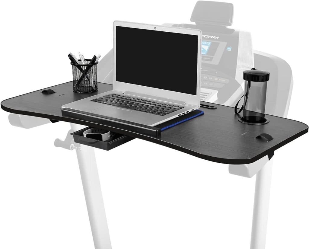 Natheeph Treadmill Desk Attachment, Ergonomic Platform for Laptops, Tablets, Notebooks and More, with Non-Slip Pads and Drawers, Suitable for Treadmills with Armrests