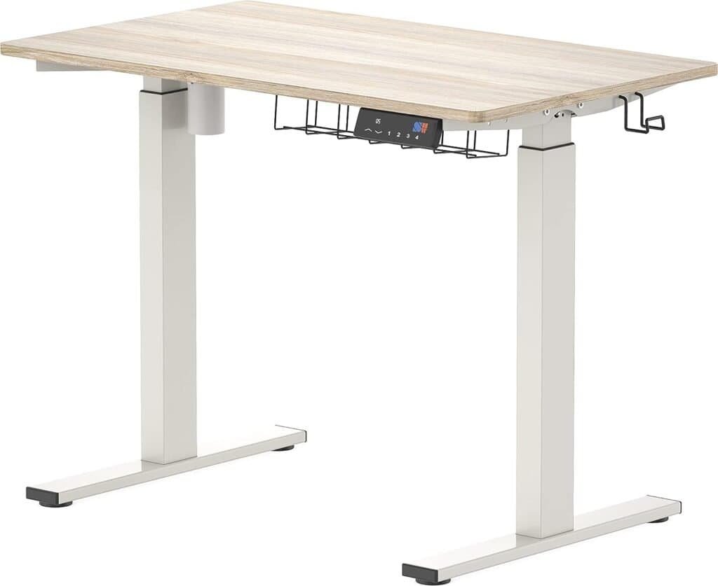 SHW Memory Preset Electric Height Adjustable Standing Desk, 40 x 24 Inches, Maple