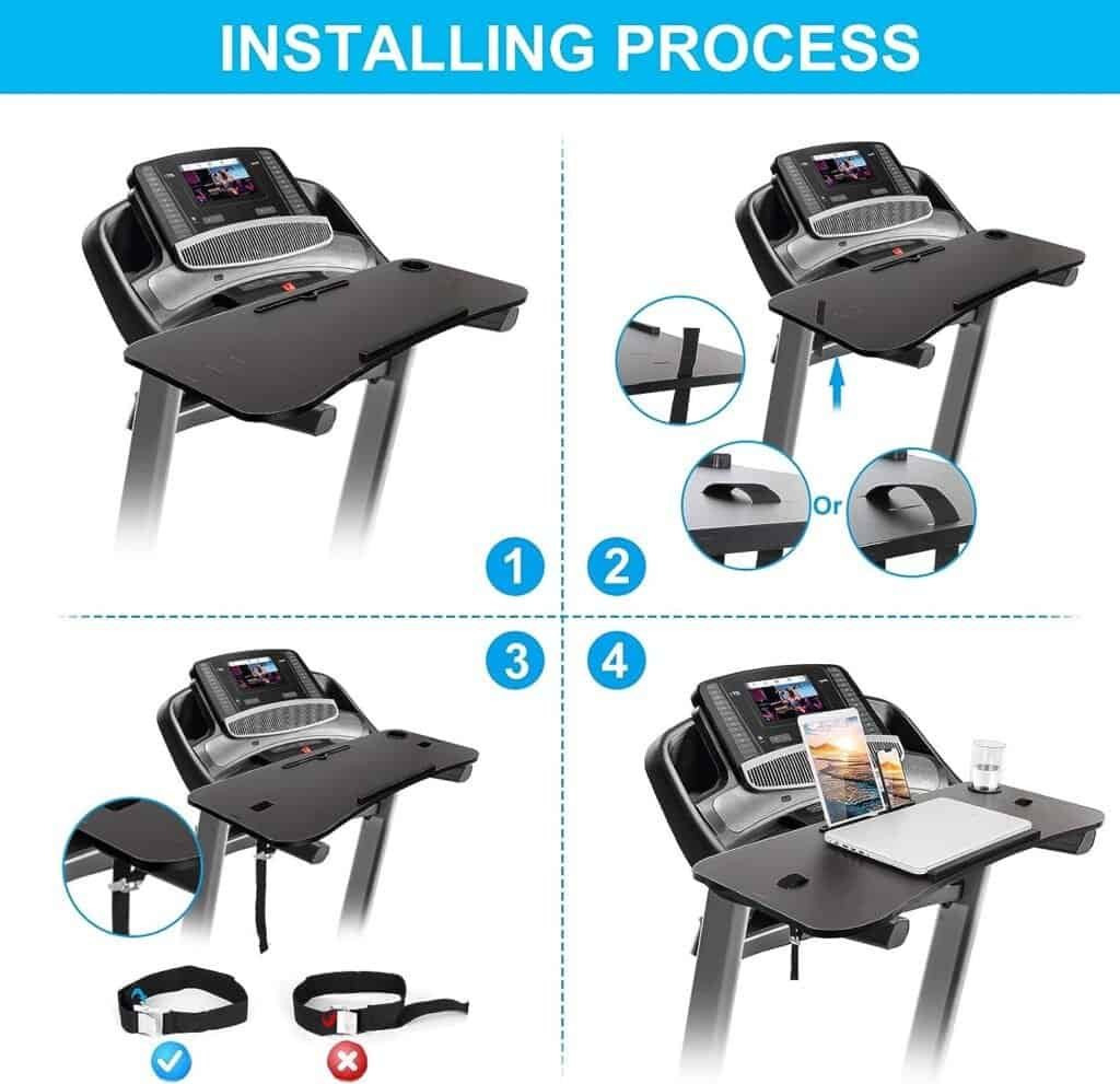 Treadmill Desk Attachment,Treadmill Laptop Desk,36 inches Ergonomic Platform, Big Treadmill Tray for Notebook/Laptop, Workstations for Treadmill Handlebars with Tablet Holder,Cup Holder
