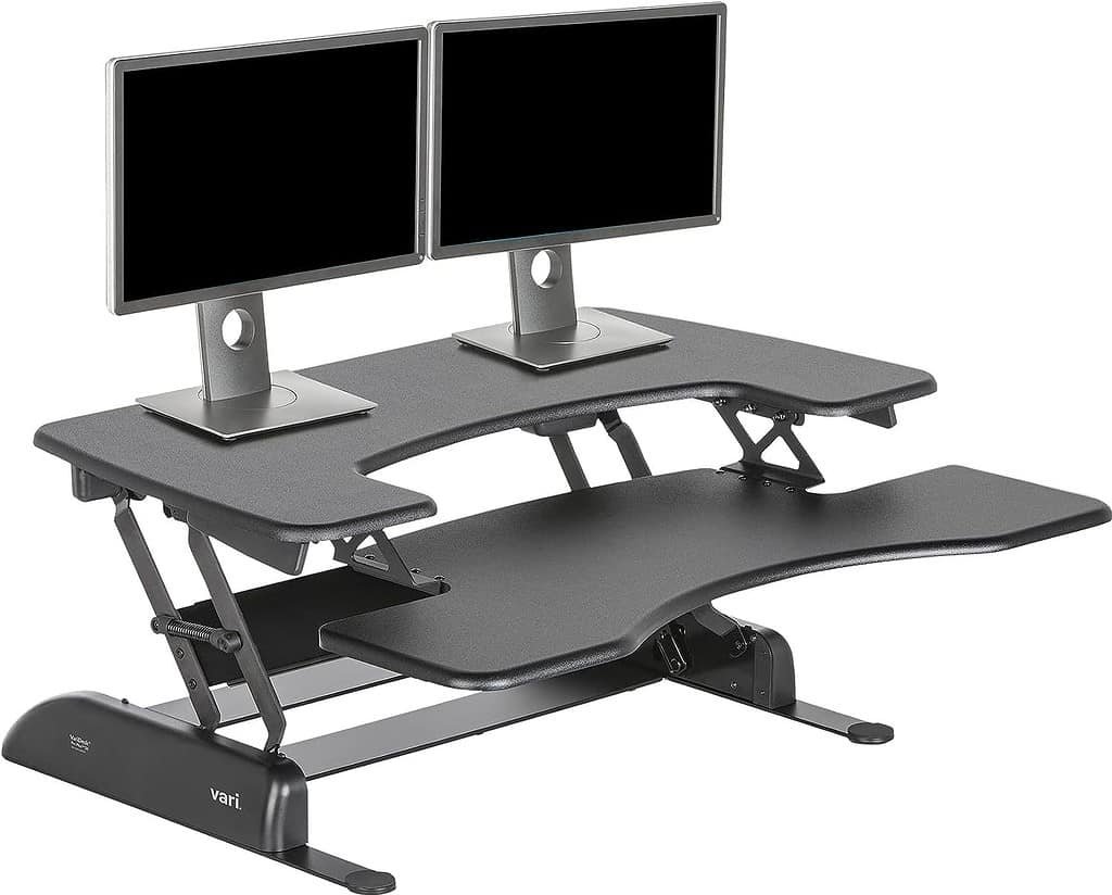 Vari - VariDesk Pro Plus 36 - Dual Monitor Standing Desk Converter - Adjustable Desk Riser with 11 Height Settings - Stand Up Home Office Workstation - Rising Desk with Spring Loaded Lift (Black)